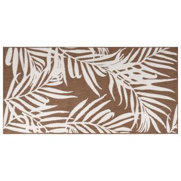 Outdoor Rug Brown & White 100x200 cm - Stylish & Reversible