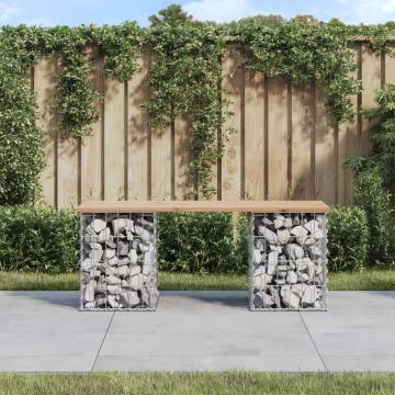 Garden Bench Gabion Design - Solid Pinewood Seating