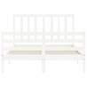 White Bed Frame with Headboard 140x200 cm - Solid Wood