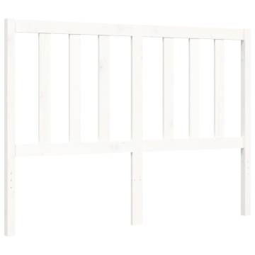 White Bed Frame with Headboard 140x200 cm - Solid Wood