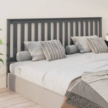 Stylish Grey Bed Headboard - Solid Pine Wood 206x6x101 cm