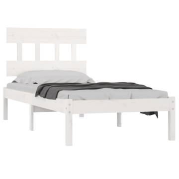 White Solid Wood Bed Frame 90x200 cm - Timeless Design