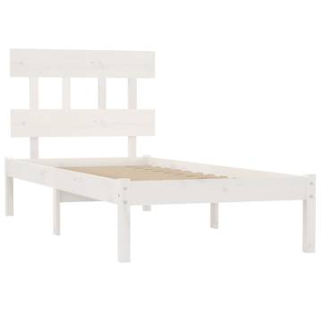 White Solid Wood Bed Frame 90x200 cm - Timeless Design