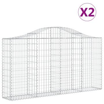 Arched Gabion Baskets - 2 pcs Galvanised Iron | Hipomarket