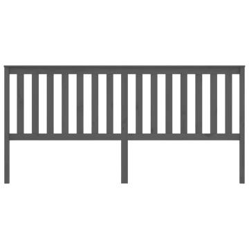 Stylish Grey Bed Headboard - Solid Pine Wood 206x6x101 cm