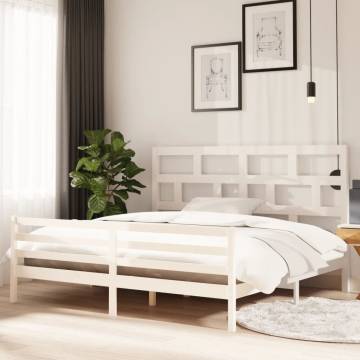 White Solid Wood Pine Bed Frame 200x200 cm - Modern Comfort