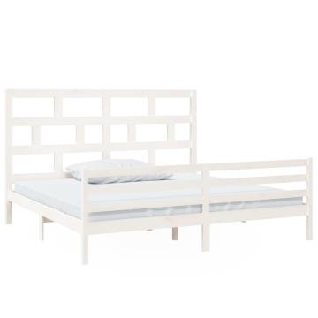 White Solid Wood Pine Bed Frame 200x200 cm - Modern Comfort