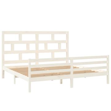 White Solid Wood Pine Bed Frame 200x200 cm - Modern Comfort