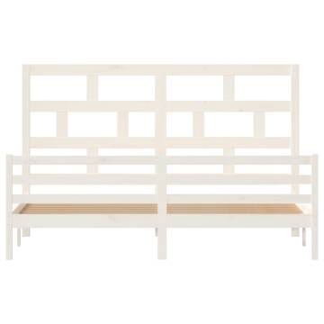 White Solid Wood Pine Bed Frame 200x200 cm - Modern Comfort