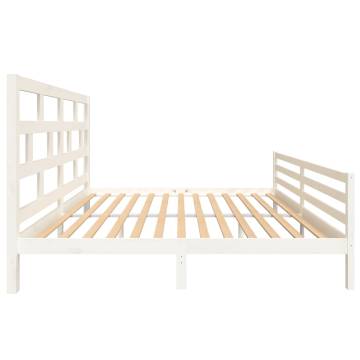 White Solid Wood Pine Bed Frame 200x200 cm - Modern Comfort