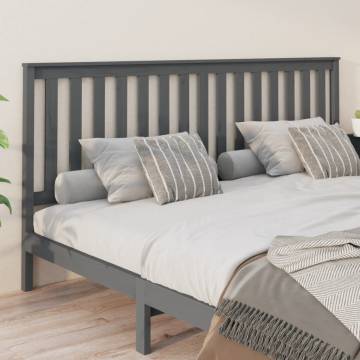 Stylish Grey Bed Headboard - Solid Pine Wood 206x6x101 cm