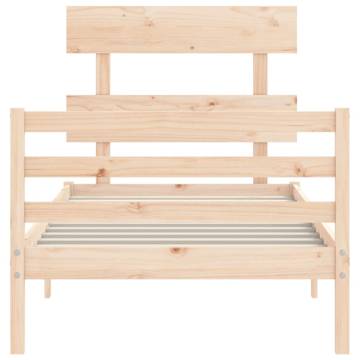 Solid Wood Bed Frame with Headboard 90x200 cm | Hipo Market