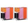 3-Section Laundry Sorter Hampers 2 pcs with Washing Bin