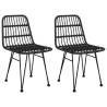 3 Piece Black Poly Rattan Garden Dining Set - Durable & Stylish