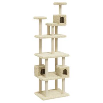 Cat Tree with Sisal Scratching Posts - Cream 188 cm