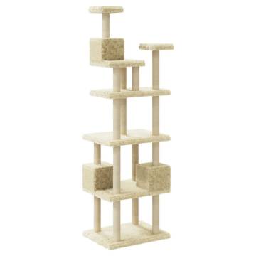 Cat Tree with Sisal Scratching Posts - Cream 188 cm