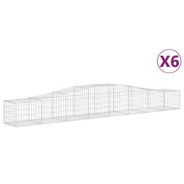 Arched Gabion Baskets - 6 pcs Galvanised Iron | Hipomarket UK