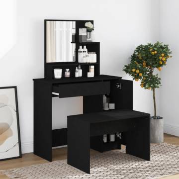 Elegant Black Dressing Table with Mirror - 86.5x35x136 cm