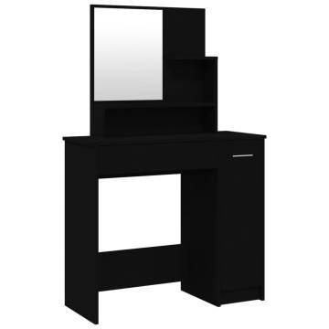 Elegant Black Dressing Table with Mirror - 86.5x35x136 cm