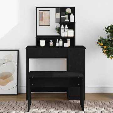 Elegant Black Dressing Table with Mirror - 86.5x35x136 cm