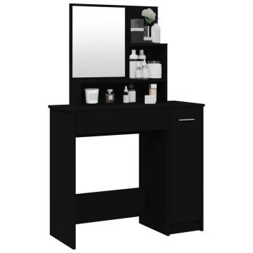 Elegant Black Dressing Table with Mirror - 86.5x35x136 cm