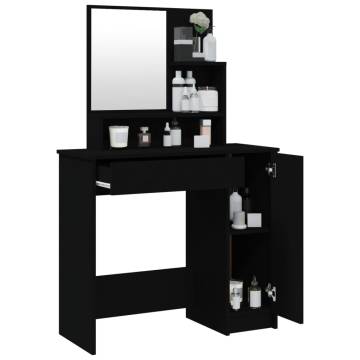 Elegant Black Dressing Table with Mirror - 86.5x35x136 cm