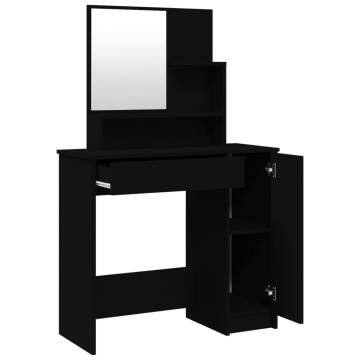 Elegant Black Dressing Table with Mirror - 86.5x35x136 cm