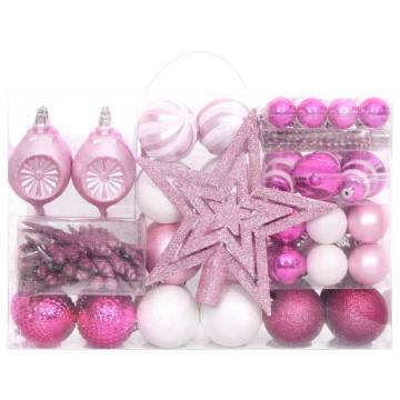 108 Piece Christmas Bauble Set - White & Pink Decor