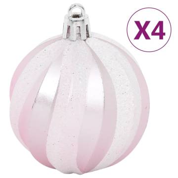 108 Piece Christmas Bauble Set - White & Pink Decor