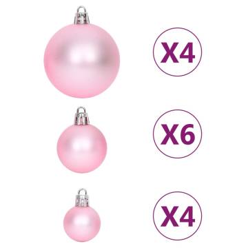 108 Piece Christmas Bauble Set - White & Pink Decor