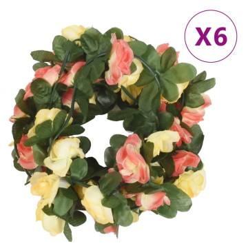 Artificial Flower Garlands - 6 pcs Spring Sunset Red 250 cm