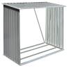 Garden Log Storage Shed - Galvanised Steel 163x83x154 cm Grey