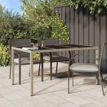 Stylish Garden Table 150x90 cm - Tempered Glass & Rattan