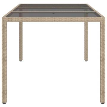 Stylish Garden Table 150x90 cm - Tempered Glass & Rattan