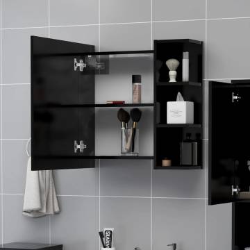 Stylish Black Bathroom Mirror Cabinet - 62.5x20.5x64 cm