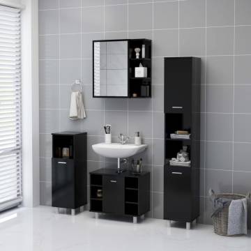 Stylish Black Bathroom Mirror Cabinet - 62.5x20.5x64 cm