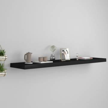 Floating Wall Shelf Black - Stylish MDF Display 120x23.5 cm