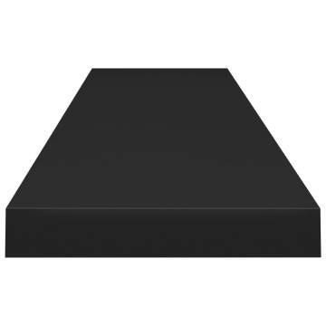 Floating Wall Shelf Black - Stylish MDF Display 120x23.5 cm