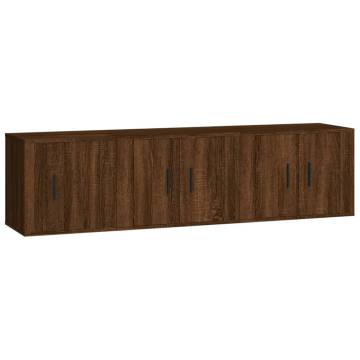 3 Piece TV Cabinet Set - Brown Oak Engineered Wood | HipoMarket