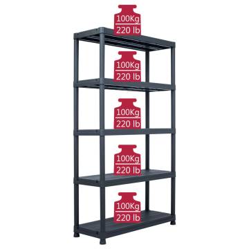 Durable Black Storage Shelf Rack - 500 kg Capacity | HipoMarket