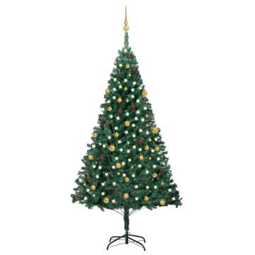 240 cm Pre-lit Artificial Christmas Tree with Ball Set - Green