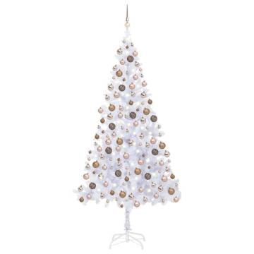 Stunning Pre-lit 210cm White Christmas Tree with Ball Set