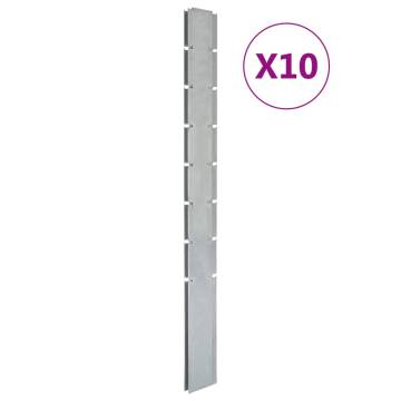 Durable 200 cm Galvanised Steel Garden Fence Posts - 10 pcs