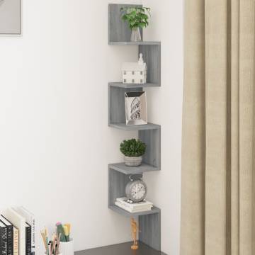 Wall Corner Shelf Grey Sonoma - 20x20x127.5 cm | HipoMarket