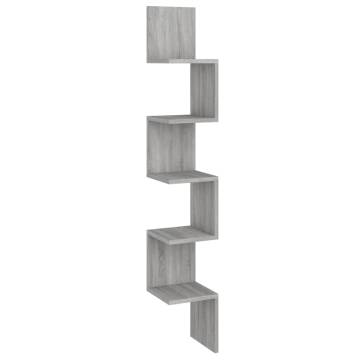 Wall Corner Shelf Grey Sonoma - 20x20x127.5 cm | HipoMarket