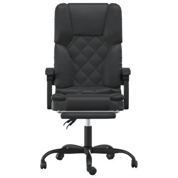 Massage Reclining Office Chair - Black Faux Leather | HipoMarket