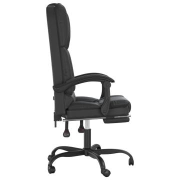 Massage Reclining Office Chair - Black Faux Leather | HipoMarket