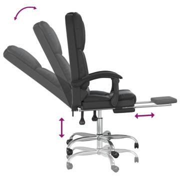 Massage Reclining Office Chair - Black Faux Leather | HipoMarket