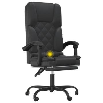 Massage Reclining Office Chair - Black Faux Leather | HipoMarket