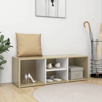 Shoe Storage Bench in White & Sonoma Oak | Stylish & Functional